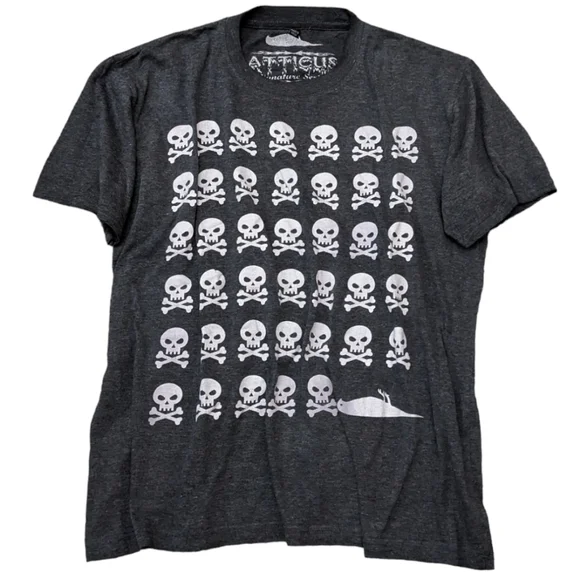 Vintage Tops Atticus Blink 82 Skulls Grey Crewneck Cotton Tee